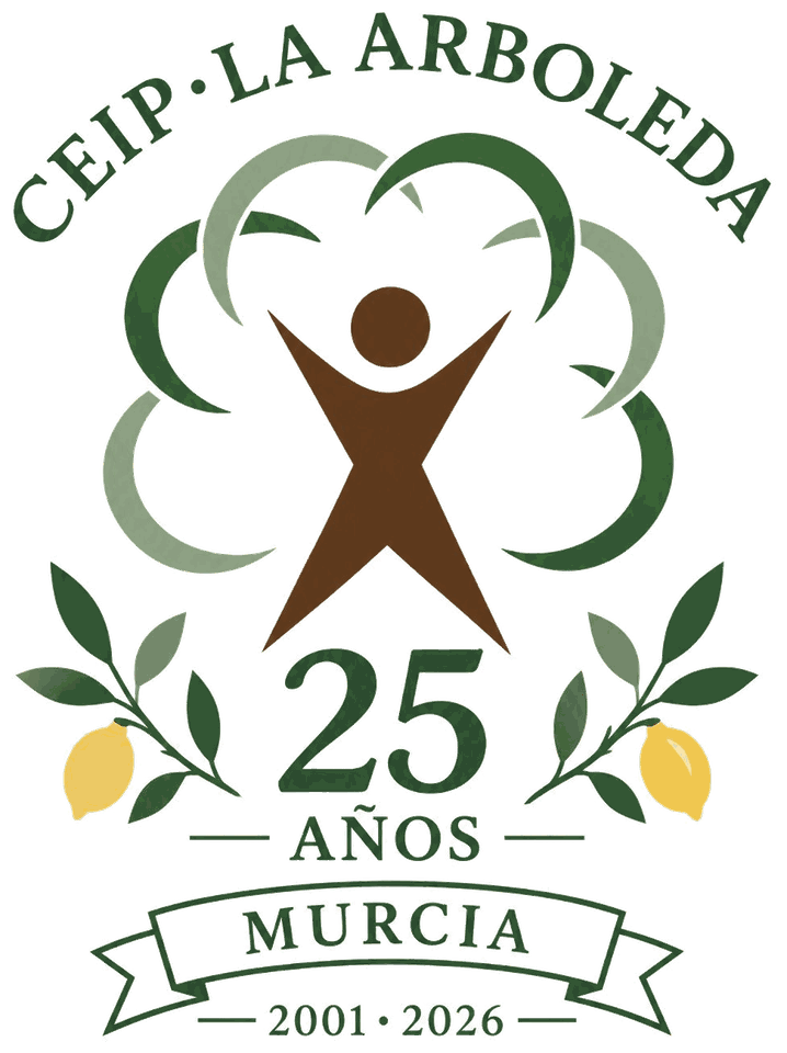 Logotipo del 25 aniversario: CEIP La Arboleda, 25 años, Murcia, 2001–2026